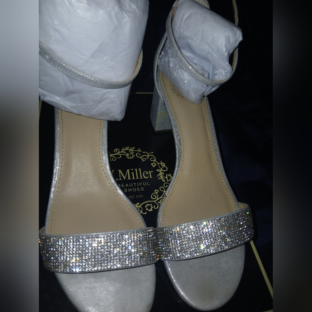 J. Miller Silver Rhinestone Heels - Picture 2 of 7